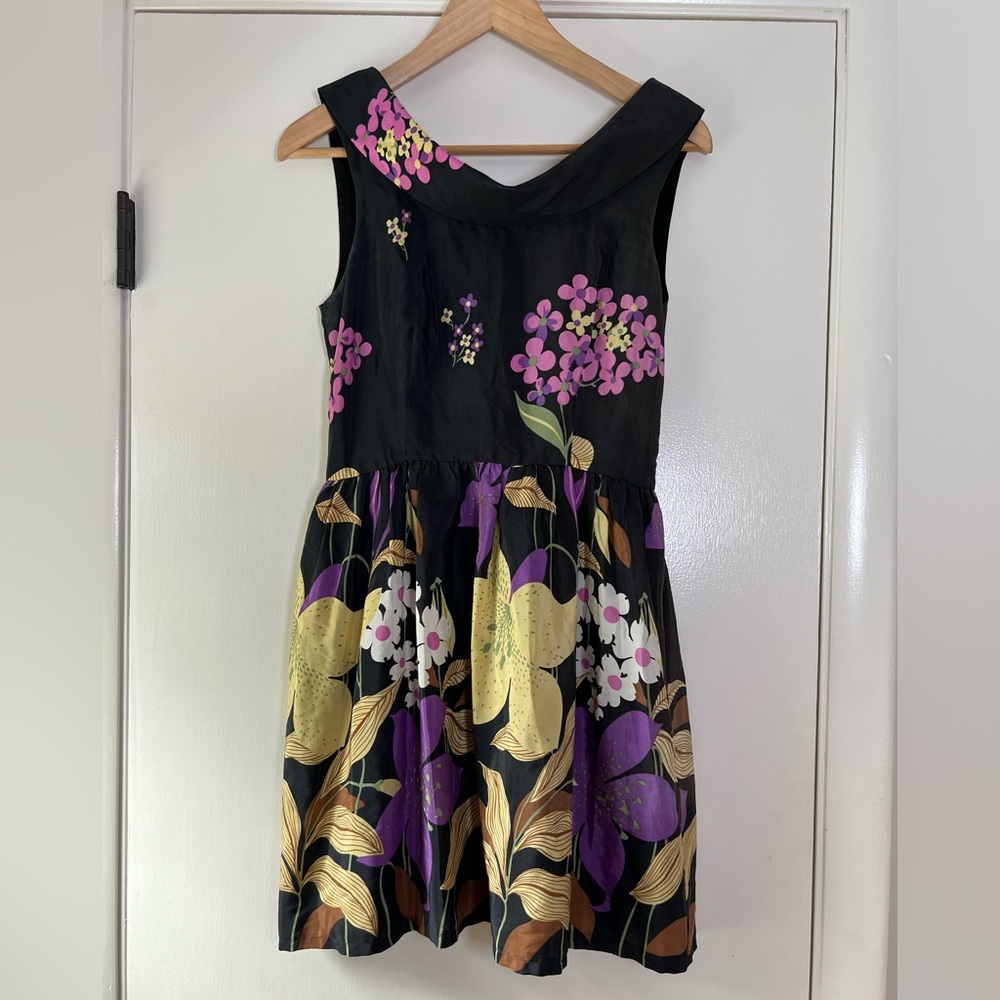 Corey Lynn Calter for Anthropologie Floral Dress Dark Cottagecore Coquette Chic